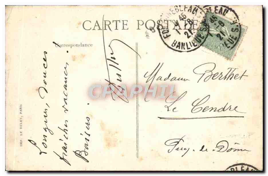 Palais de FONTAINEBLEAU — L'Étang — Vue du Jardin Anglais — n°313 — IMP. LE DZLEV, PARIS — Reverso