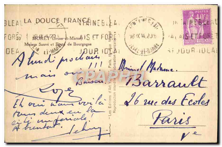 CPA Moret Maison Sauve et Porte de Bourgogne  — Rückseite