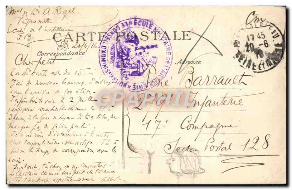 Salón de Música de María Antonieta — Palacio de Fontainebleau — B.L.D. n° 622 — Reverso