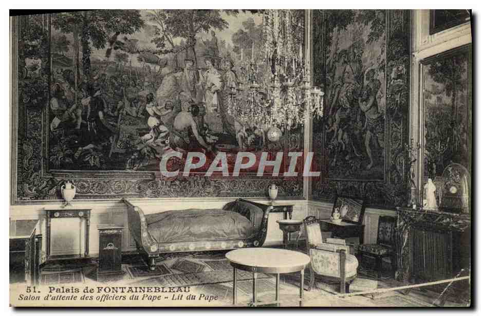 Schloss FONTAINEBLEAU - Wartezimmer der päpstlichen Offiziere - Papstbett