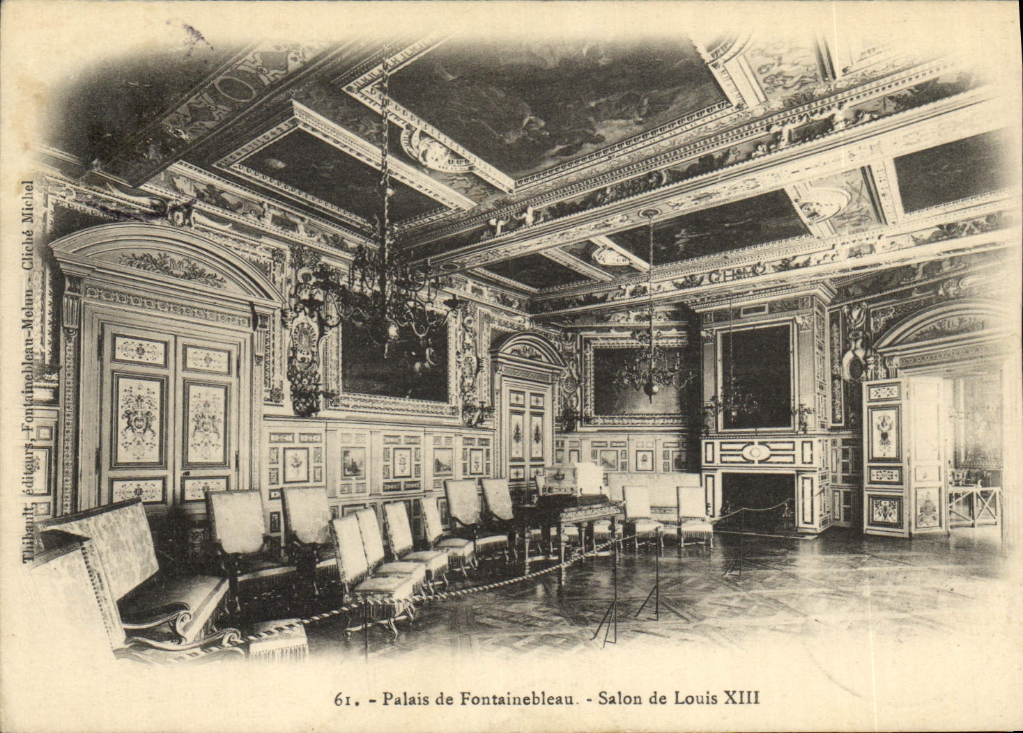 Vintage Postcard Palace of Fontainebleau Salon of Louis XIII