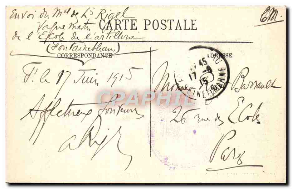 Habitación del Papa — Fontainebleau — N. G. — Reverso