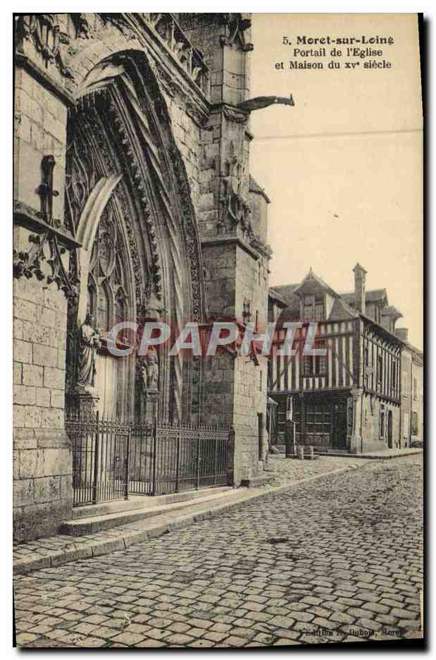 CPA Moret Sur Loing Portail De l'Eglise Et Maison