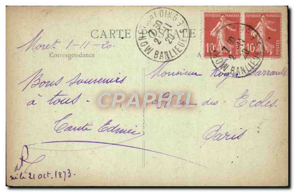 CPA Moret Sur Loing Le Pont l'Eglise Et La Porte Du Pont Ou De Bourgogne — Rückseite