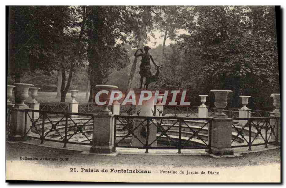Paleis van Fontainebleau — Fontein van het Tuin van Diana — Artistieke Collectie L. M.