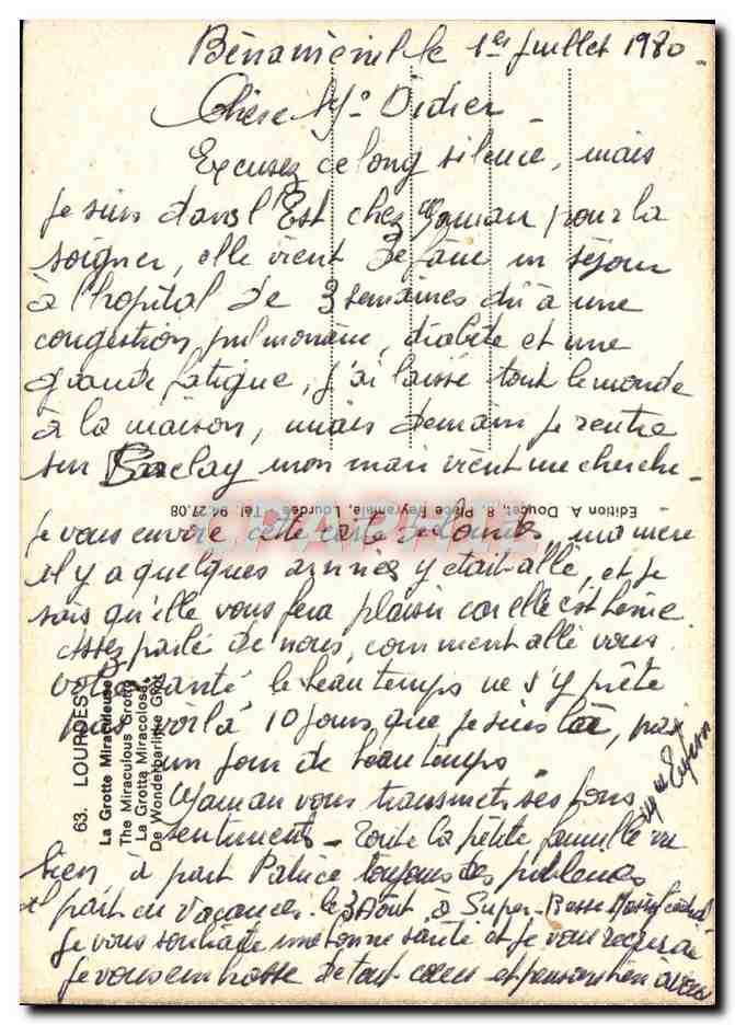 CPM Lourdes la grotte miraculeuse  — Back