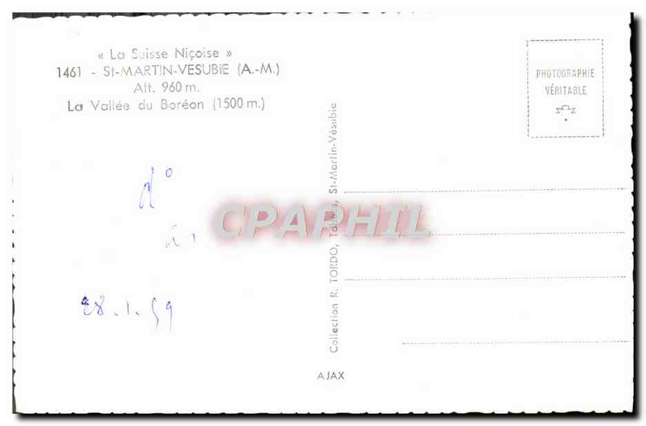 CPM St Martin Vesubie La vallee du Boreon — Rückseite