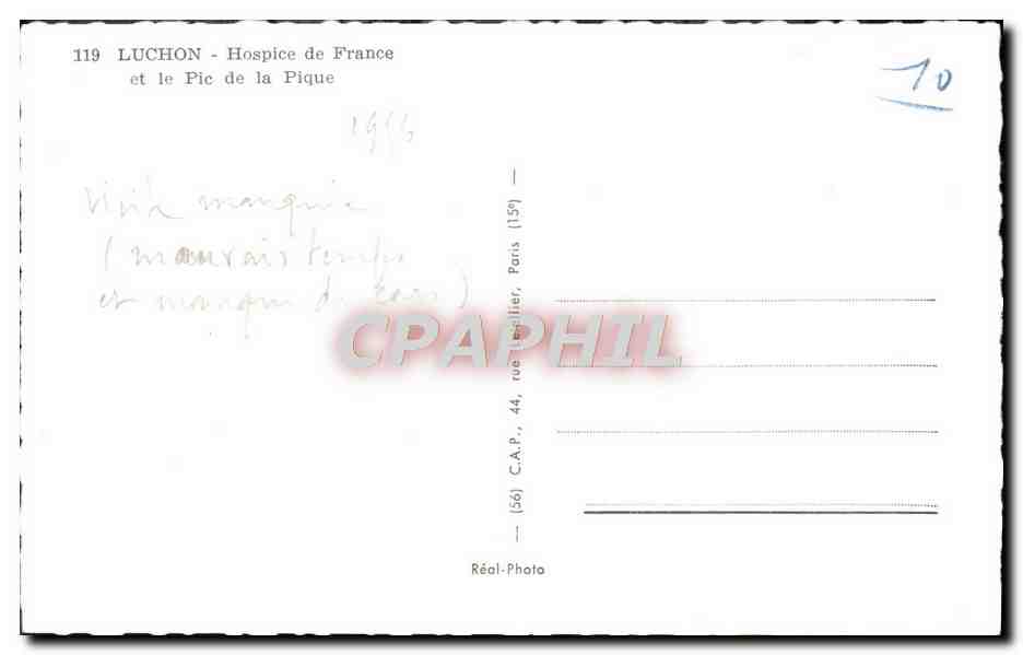 Luchon - Hospice de France und der Pic de la Pique — C.A.P., Paris — Rückseite