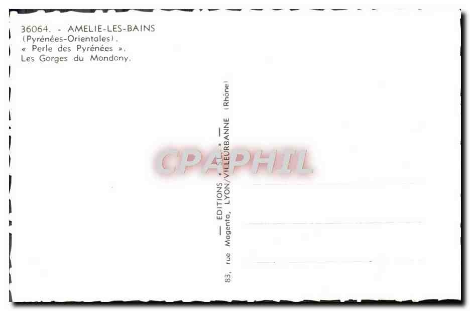 CPM Amelie les Bains Les gorges du Mondony — Rückseite