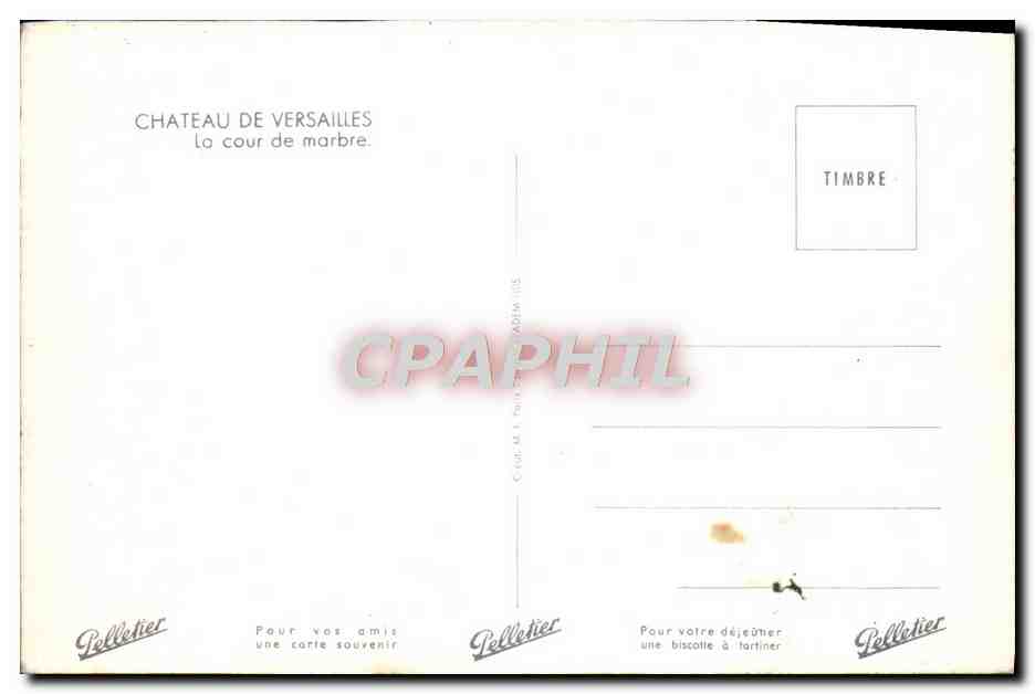 CPM Chateau de Versailles La Cour de marbre — Verso