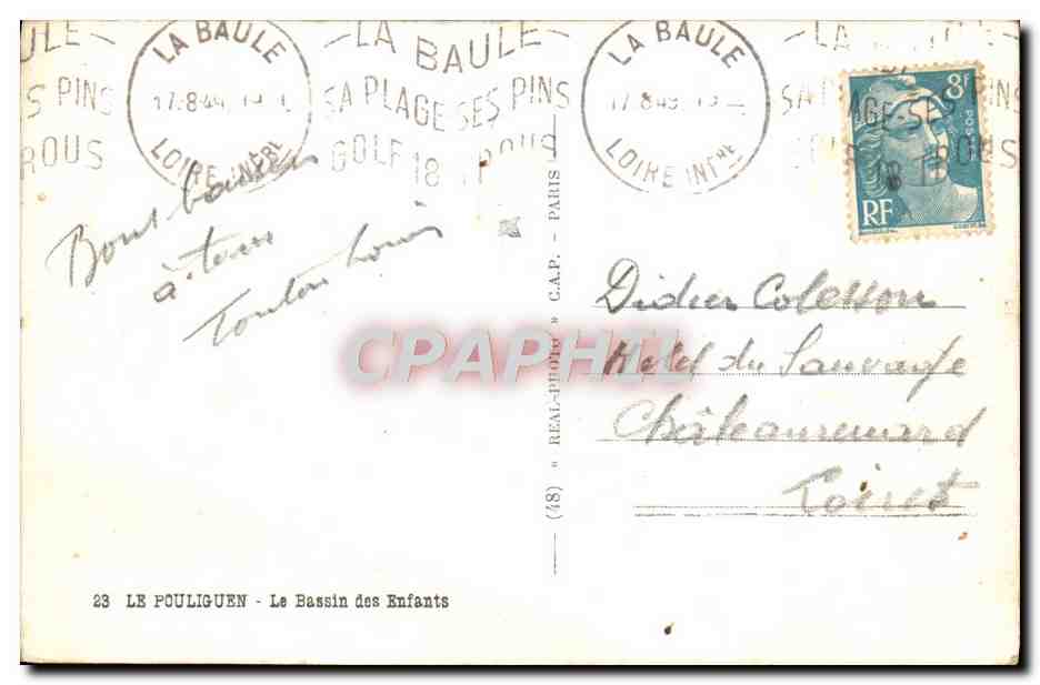 CPM Le Pouliguen Le Bassin des Enfants  — Back