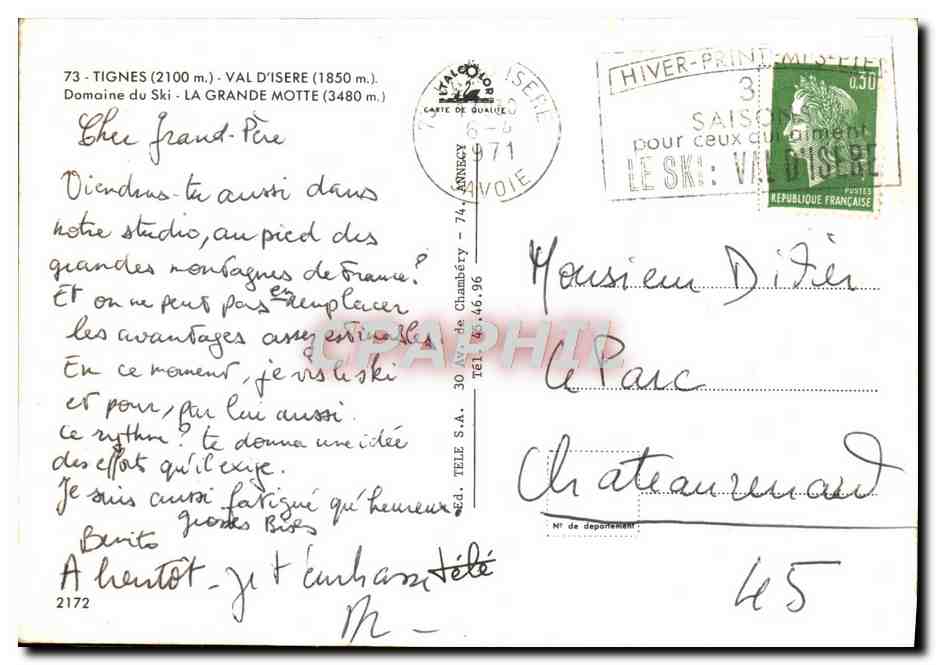 CPM Tignes Val d'Isere Domaine du ski La grande motte — Rückseite