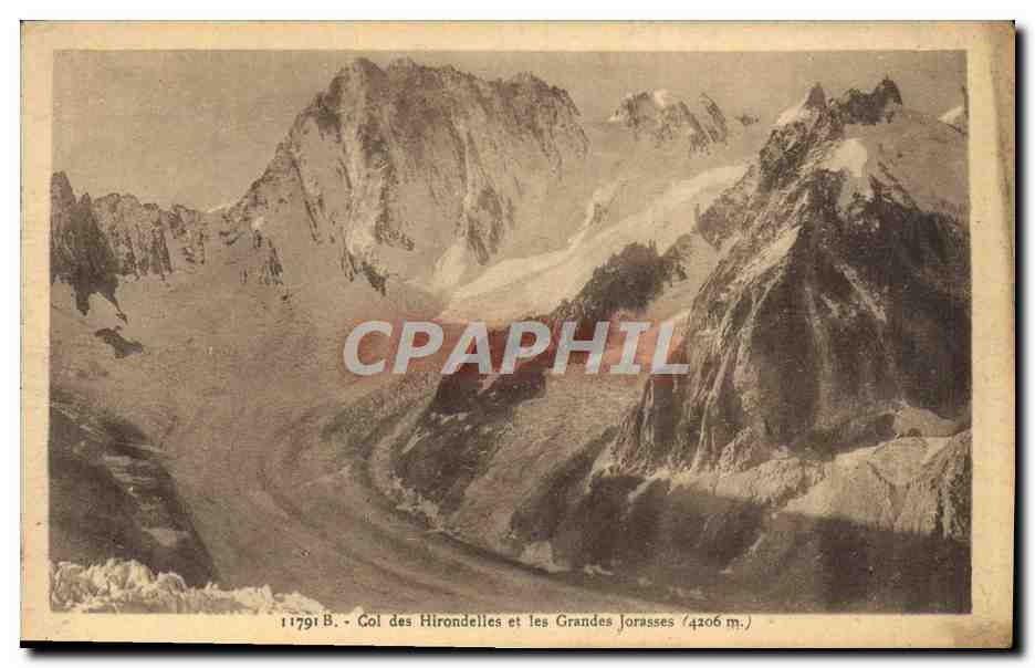 Col des Hironnelles et les Grandes Jorasses (4206 m.) — 11791 B — Éditeur : Cartes « La Cigogne »