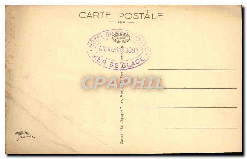 Col des Hironnelles et les Grandes Jorasses (4206 m.) — 11791 B — Éditeur : Cartes « La Cigogne » — Verso
