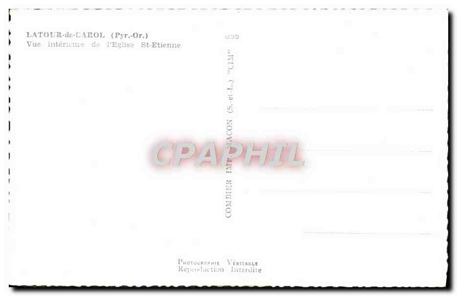 CPM Latour De Carol Vue Intericuie De l'Eglise St Etienne — Rückseite
