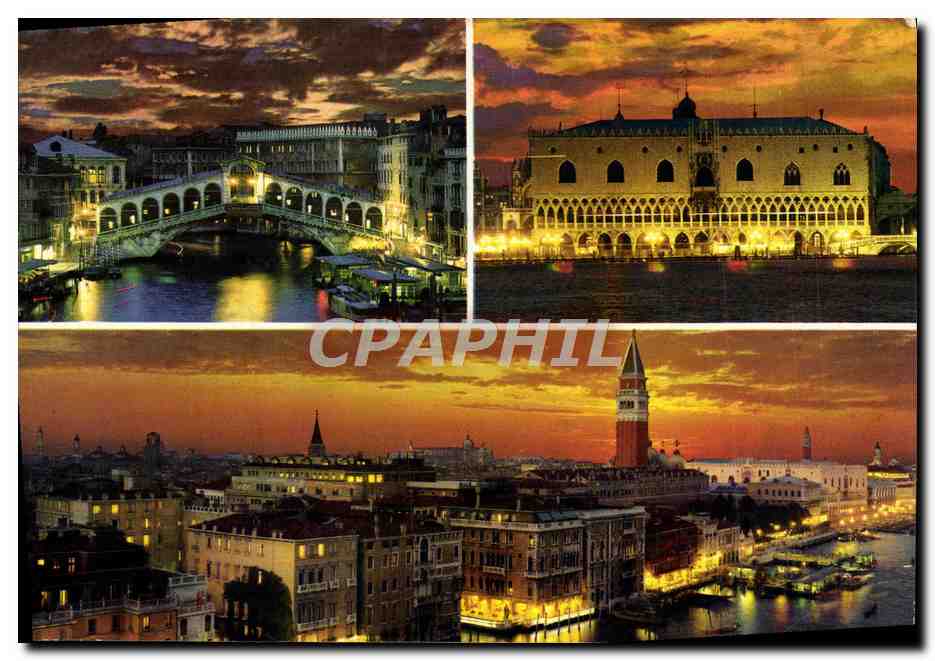CPM Venezia Al Tramonto Canal Grande E Ponte Di Rialto Bacino S Marco