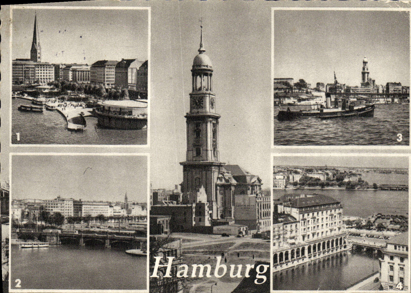 Hamburg — vue panoramique avec 4 scènes — éditeur G. A. Braun