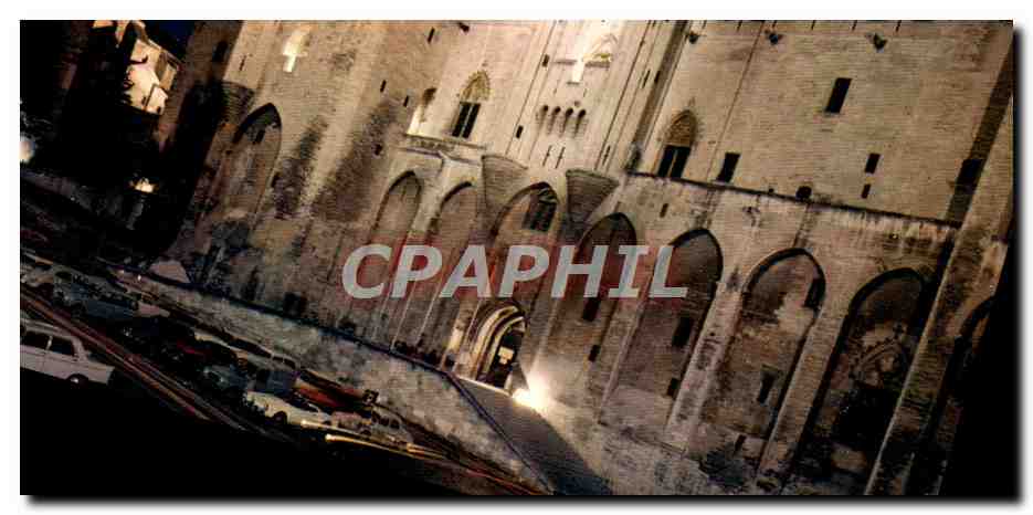 CPM Avignon Effet De Nuit Facade occidentale du Palais des Papes