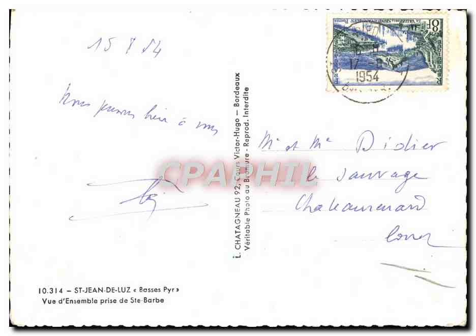 Vue d'ensemble de Saint-Jean-de-Luz — Basses-Pyrénées — Éditeur L. Chatagneau, n° 10.314 — Reverso