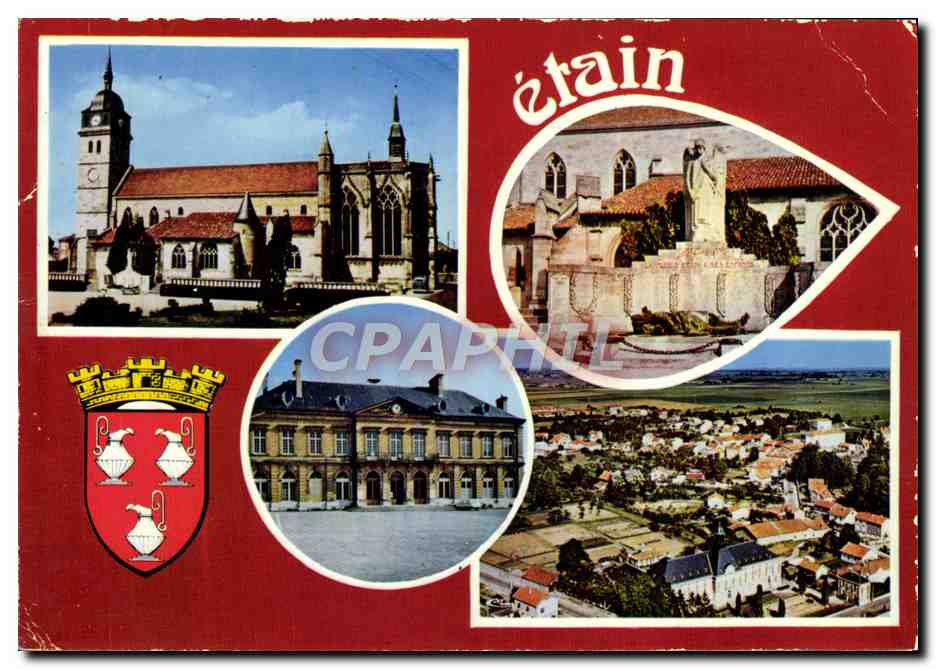 CPM Etain Eglise St Martin L'Hotel De Ville Vue aerienne Le monument aux morts