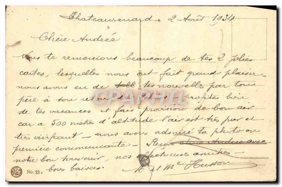 CPA Fantaisie Sous Bois — Rückseite