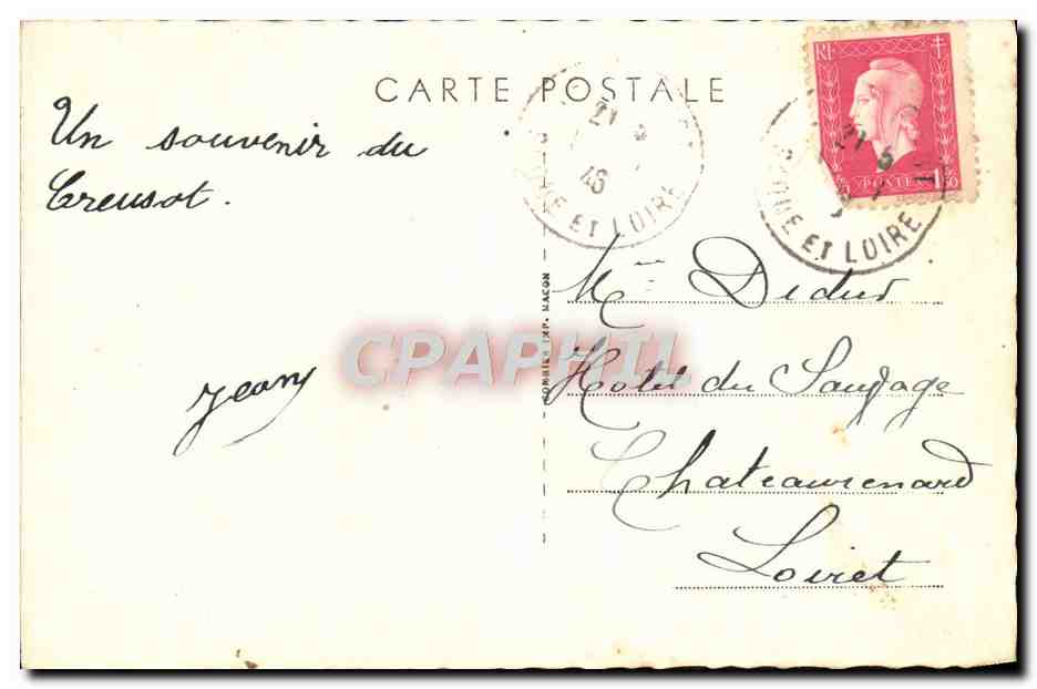 Creusot — Souvenir du Creusot (Saône-et-Loire) — éditeur Imprimerie M. BACON — Rückseite