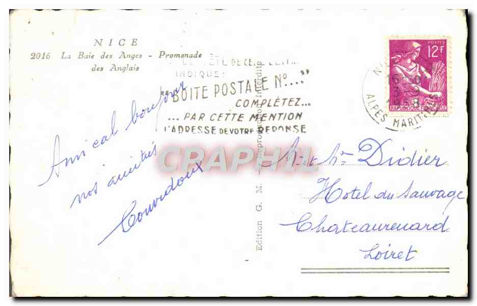 CPM Nice La Baie Des Anges Promenade Des Anglais — Rückseite