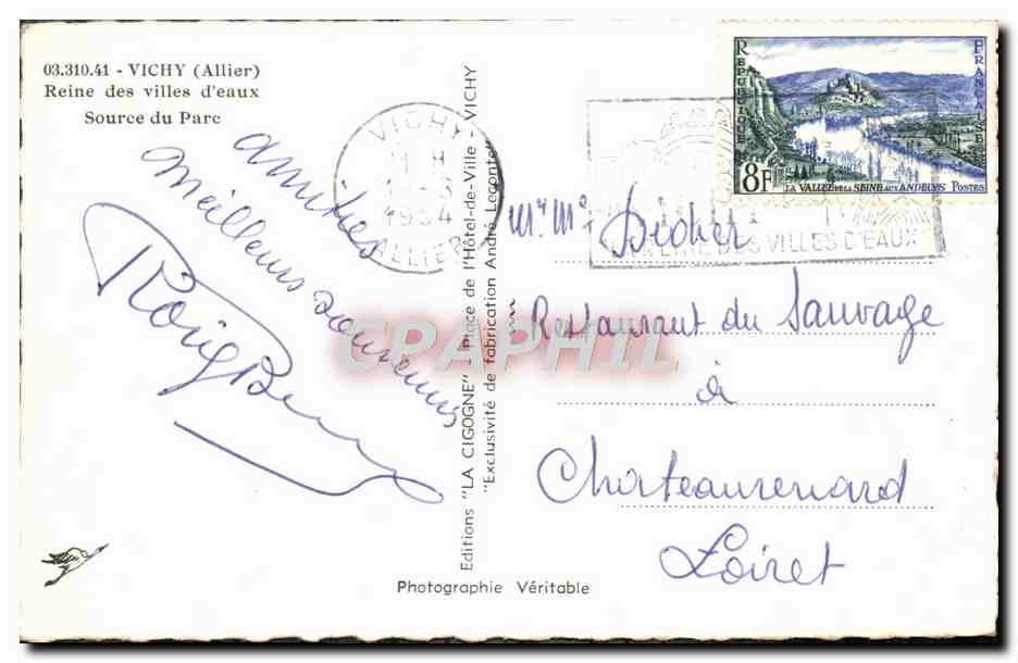 CPM Vichy Reine Des Villes D'Eaux Source Du Parc — Verso