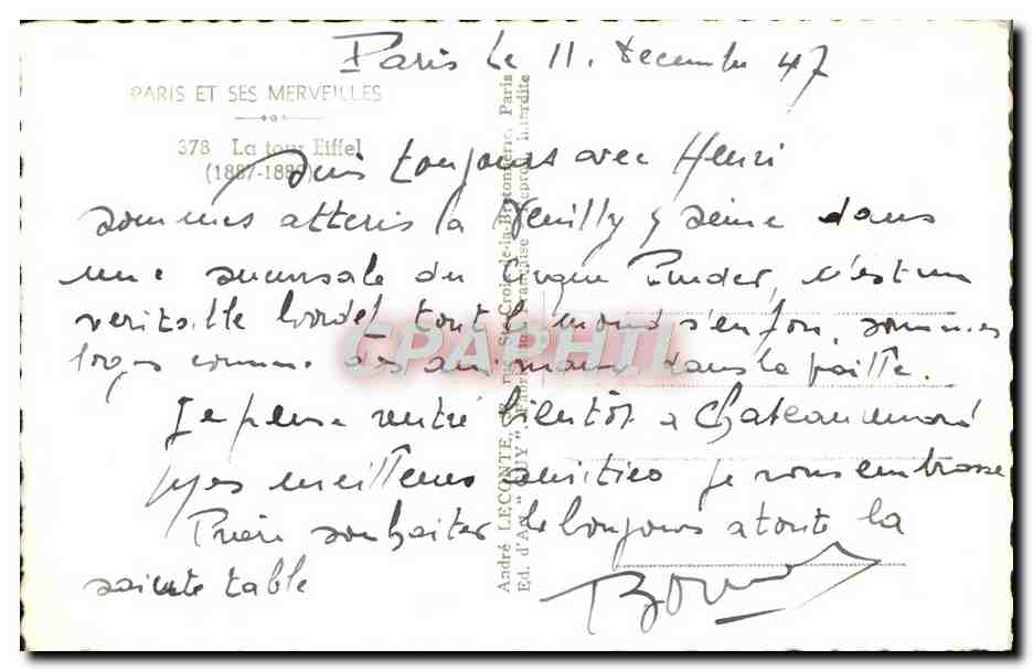 Paris — La tour Eiffel — Paris et ses merveilles, n°378 — Rückseite