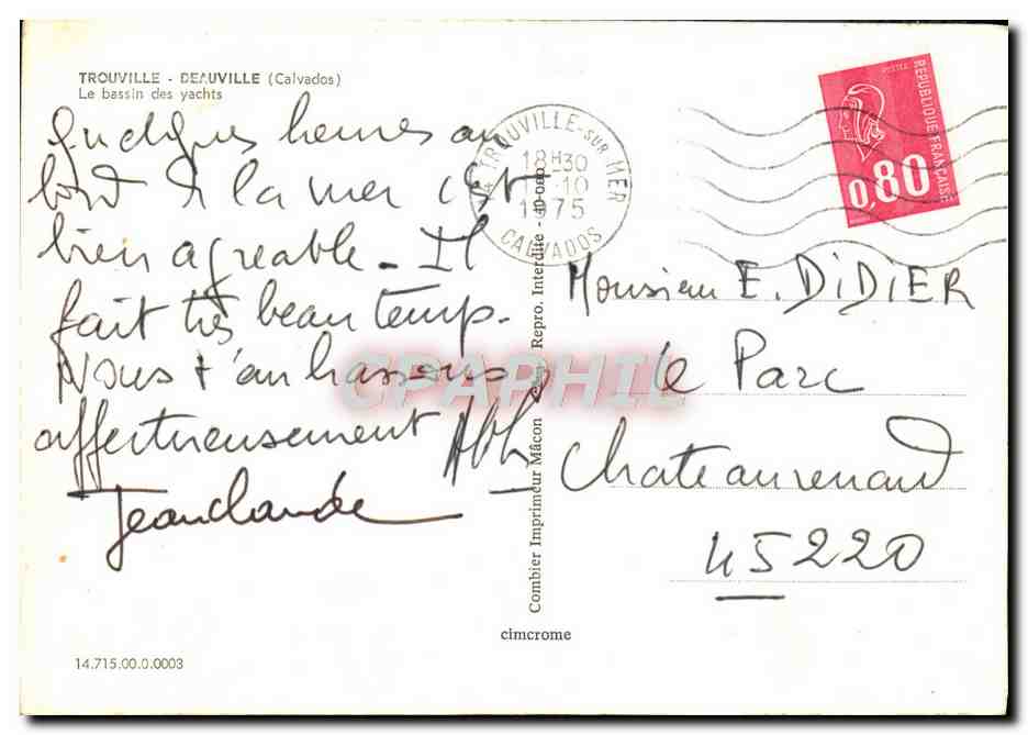 Trouville-sur-Mer — Le bassin des yachts — Cimchrome — Verso