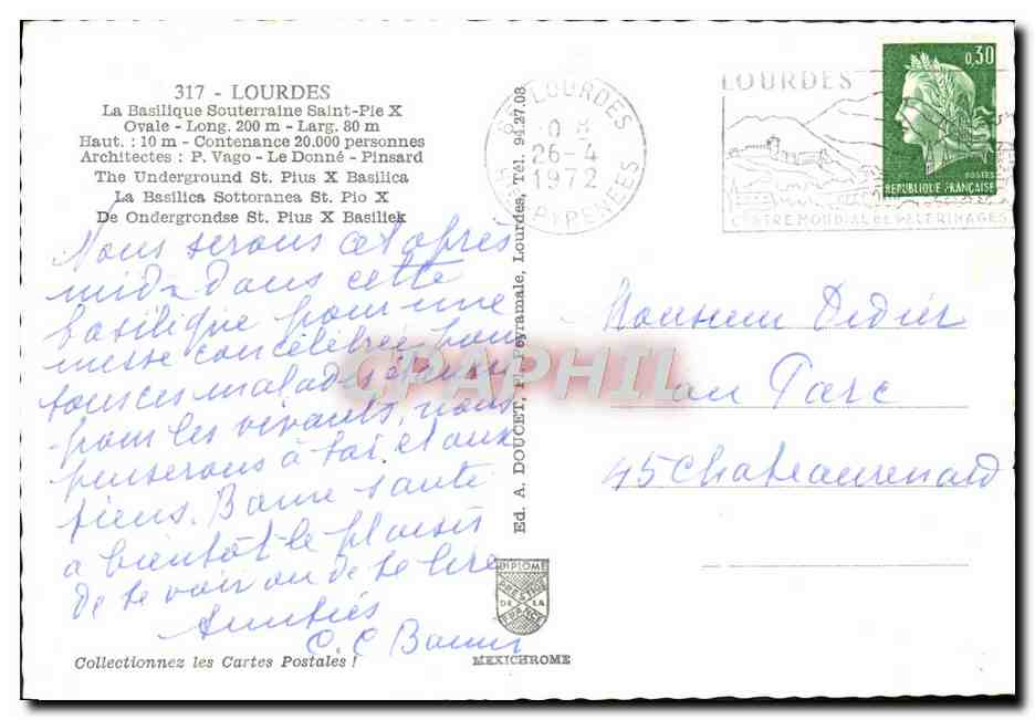 CPM Lourdes La Basilique Souterraine Saint Pie X — Verso