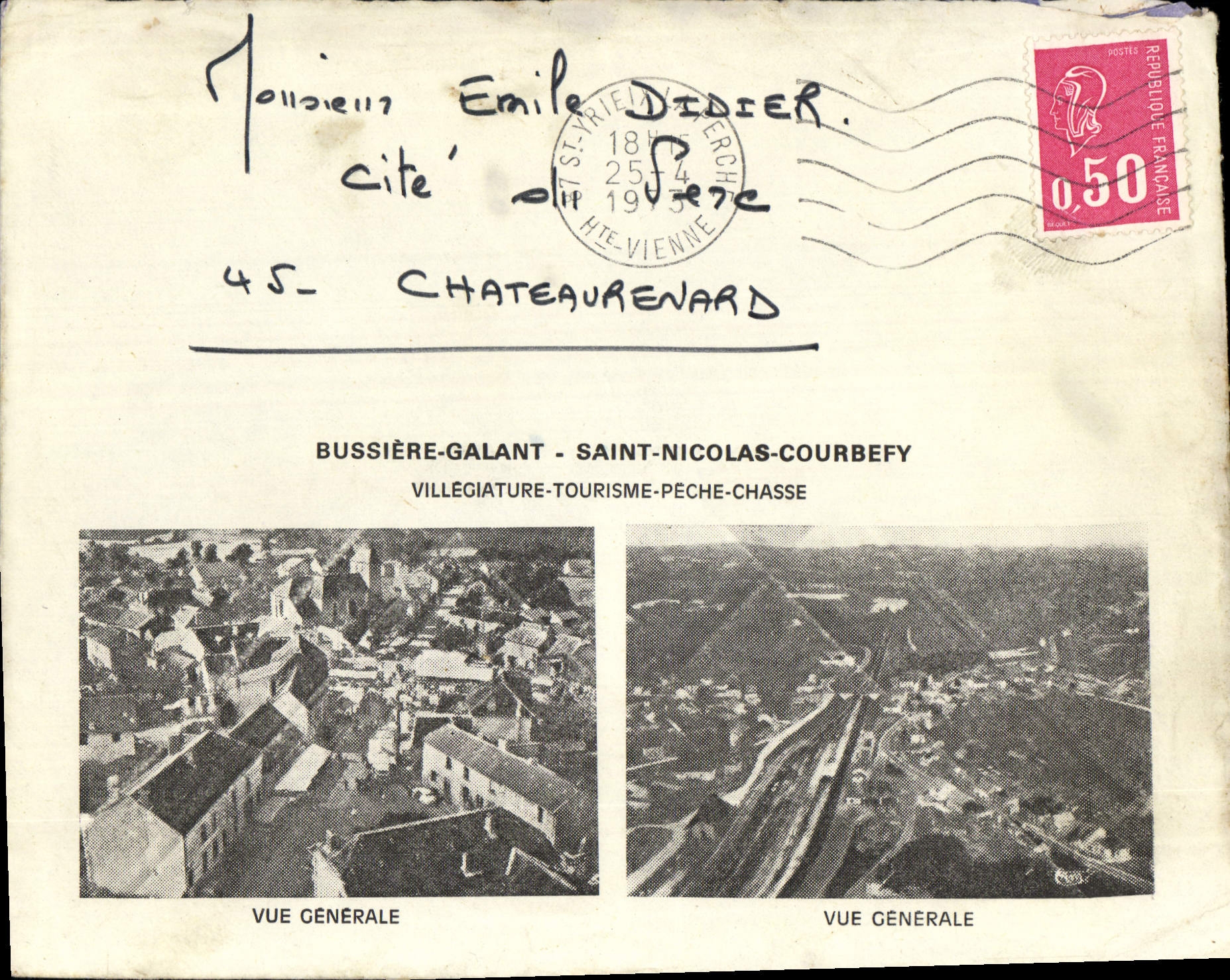 Enveloppe Illustree Bussiere Galant Saint Nicolas Courbefy Vue generale 