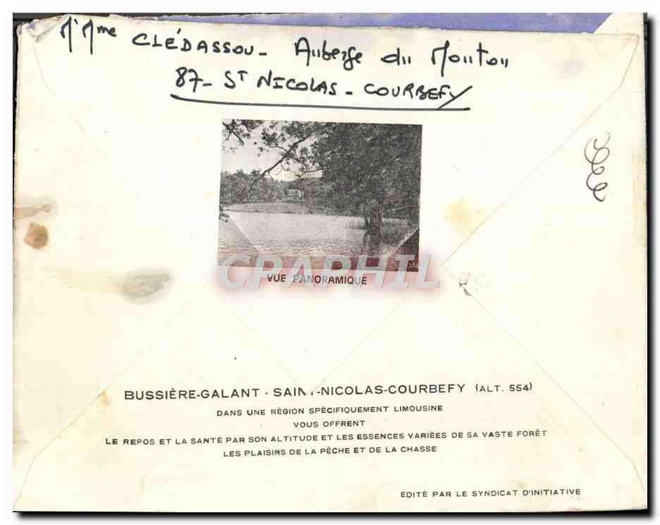 Enveloppe Illustree Bussiere Galant Saint Nicolas Courbefy Vue generale  — Rückseite