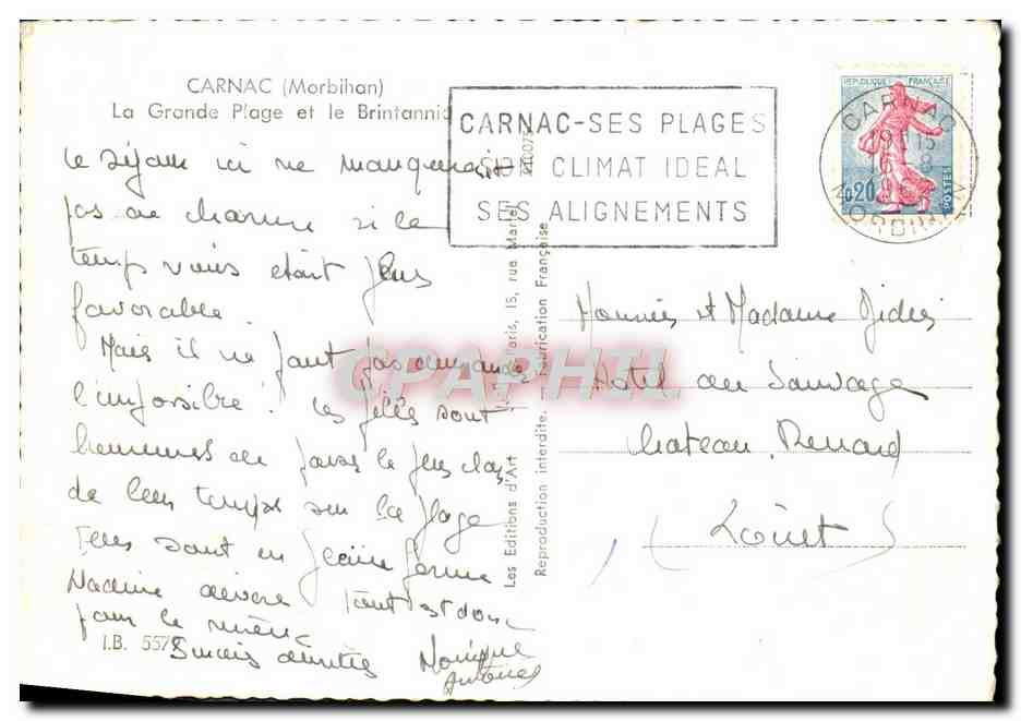 CPM Carnac La Grande Plage Et Le Brintannia — Rückseite