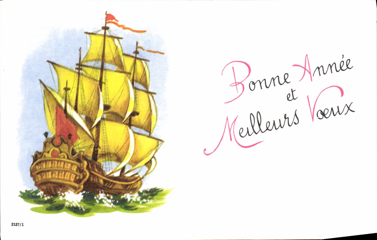 CPM Bonne Annee Meilleurs Voeux Batea Voilier