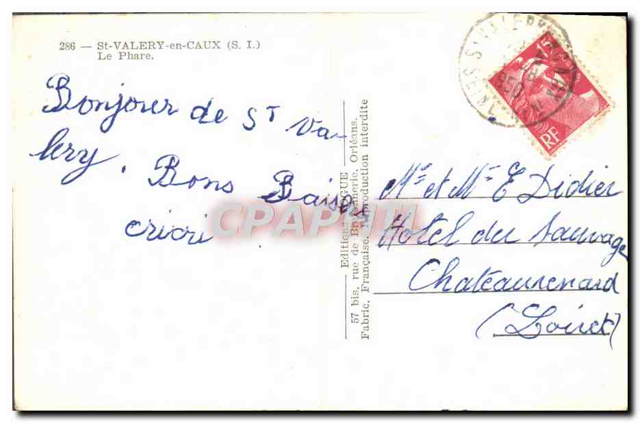 CPM St Valery En Caux Le Phare — Rückseite