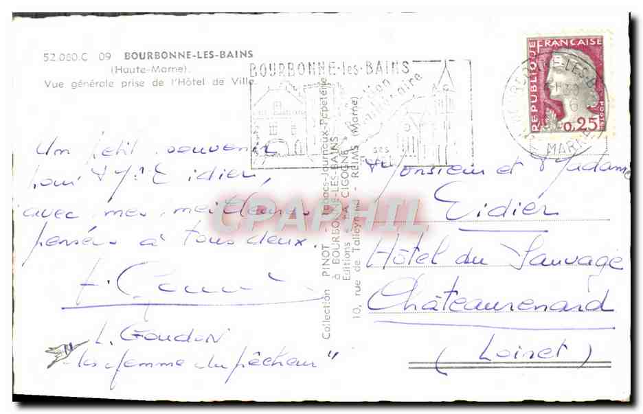 Bourbonne-les-Bains — Allgemeiner Blick vom Rathaus — Editions Pinot — Rückseite