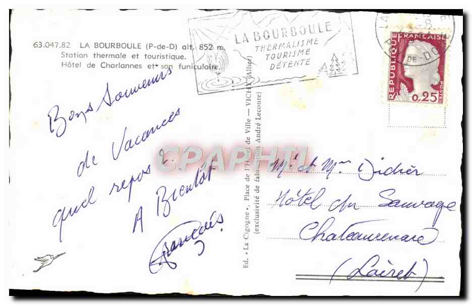 La Cigogne — Vue panoramique — Éd. La Bourboule — Rückseite