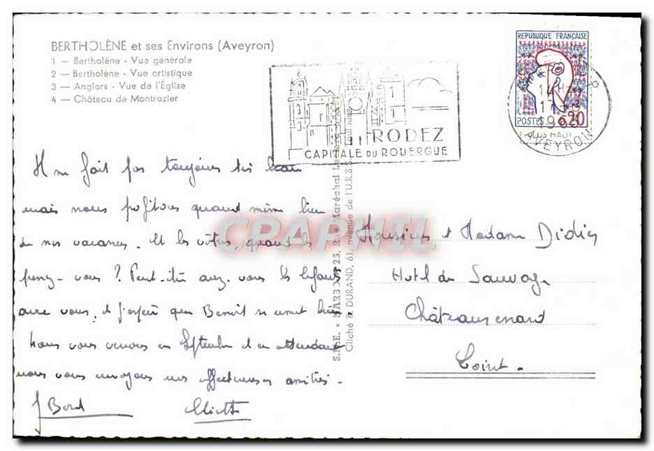 CPM Bertholene Et Ses Environs Anglars Vue de l'eglise Chateau de Montrozier — Rückseite