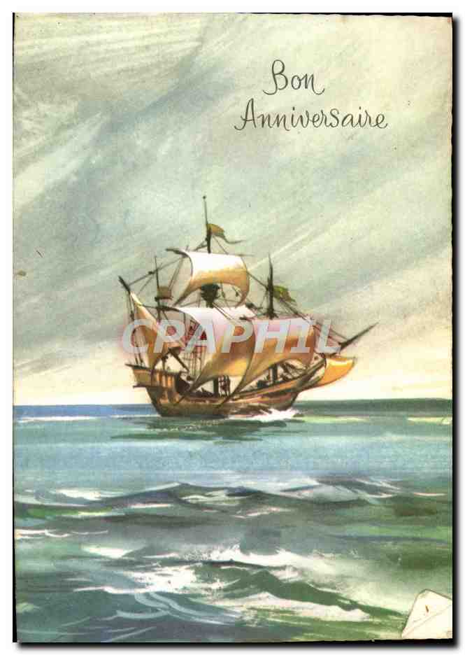 CPM Bon Anniversaire Bateau Voilier