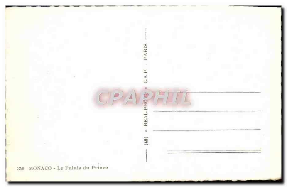 CPM Monaco Le Palais Du Prince — Rückseite
