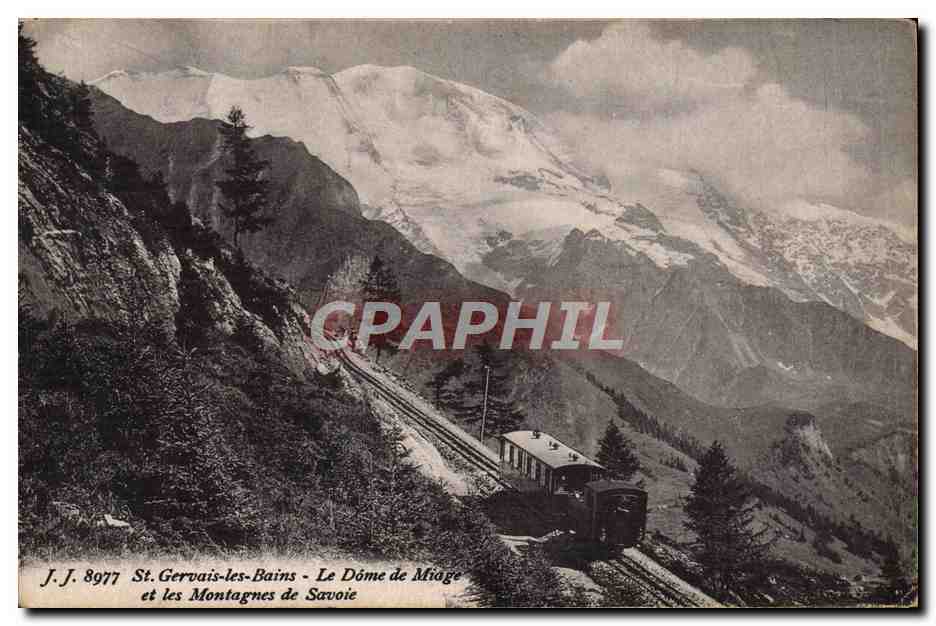 CPM St Gervais Les Bains Le Dome De Miage Et Les Montagnes De Savoie Funiculaire Train