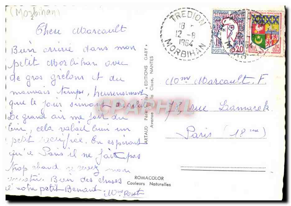 Morbihan — Carte postale panoramique avec carte et lieux — Éditions Gaby, Nantes — Verso