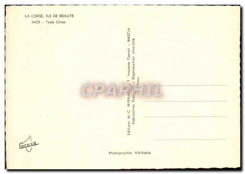 CPM La Corse Ile De Beaute Type Corse Ane Mule Folklore  — Verso