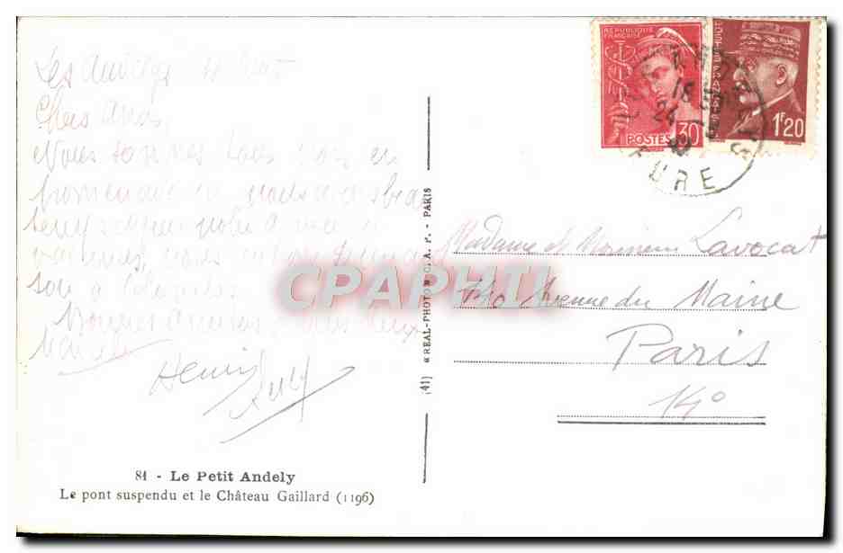 CPM Le Petit Andely Le Pont Suspendu Et Le Chateau Gaillard — Verso