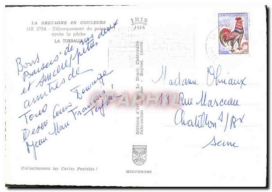 CPM La Bretagne En Couleurs Debarquement De Poisson La Turballe — Back