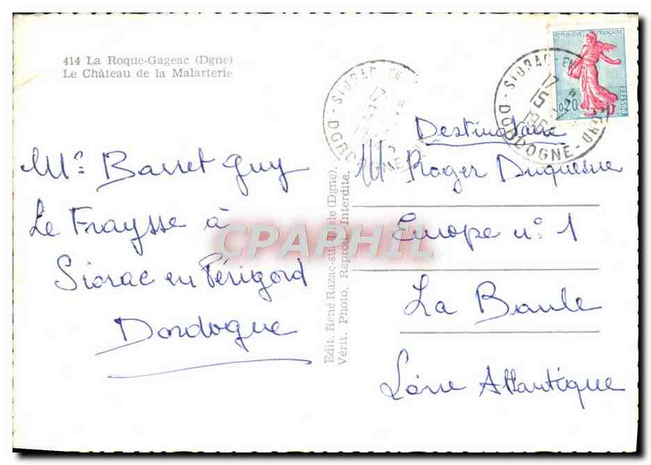 CPM La Roque Gageac Le Chateau De La Malarterie — Reverso