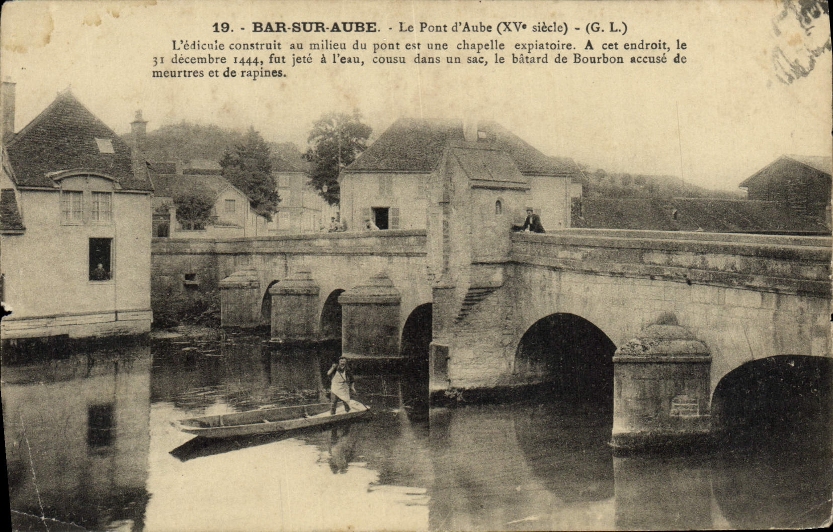 Tarjeta postal antigua Bar Sur Aube El Puente d'Aube