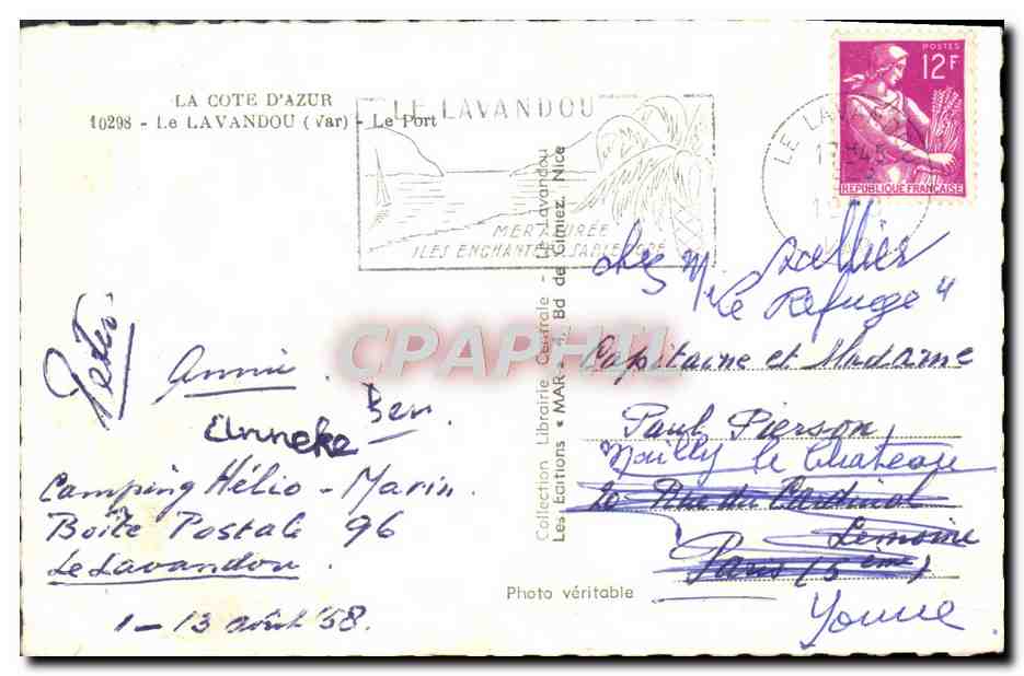 CPA La Cote d'Azur Le Lavandou Le Port — Verso