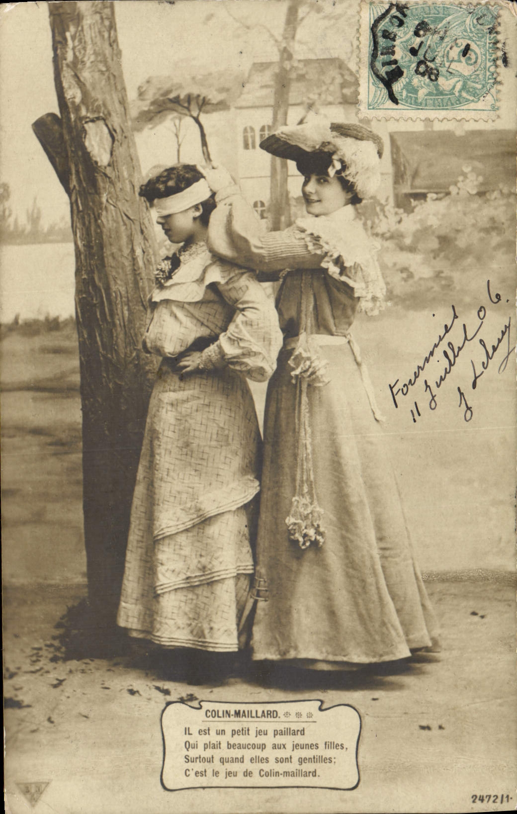 Deux jeunes filles — jeu de Colin-Maillard — éditeur Colin-Maillard, n° 247211